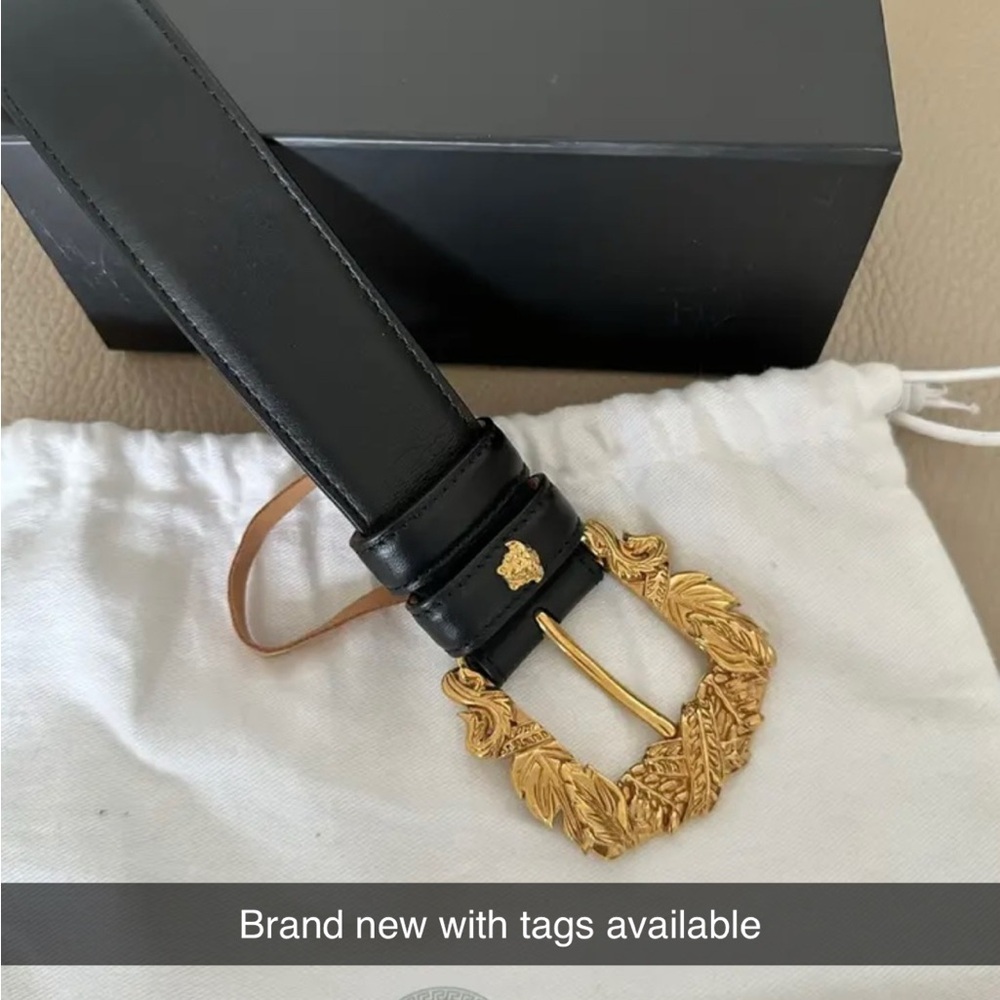 Versace Black and Gold Baroque Belt